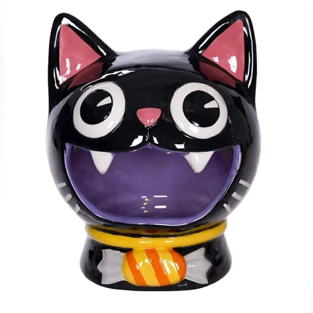 Nwt Tricky Treats Pre-Lit Halloween Cat Candy Holder, 7.1
